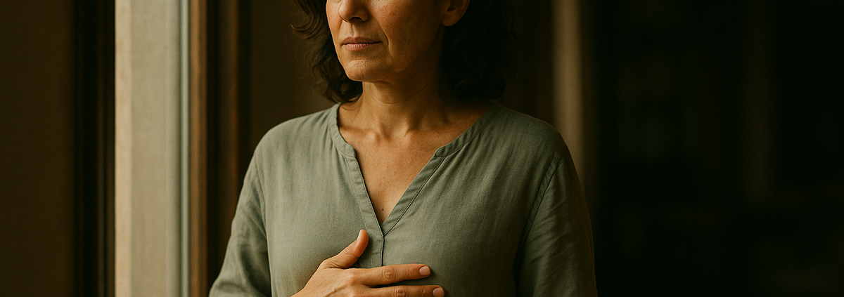 Mujer reclamando su campo energético tras un día cargado — aprender sanación energética en la formación SEP Método 5L
