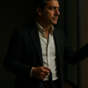 Directivo junto a la ventana al dejar su carrera corporativa por propósito