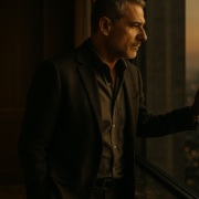 Directivo ante la ventana de un rascacielos en una sesión de mapeo the awakening code