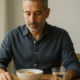 Hombre desayunando junto a una ventana, imagen sobre el eje intestino cerebro y las emociones