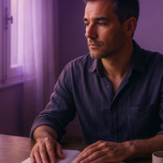 Hombre ante un cuaderno abierto al amanecer, imagen del reto de transformación personal del Método 5L