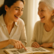Madre e hija mirando un álbum familiar a la luz de la mañana: herencia transgeneracional estudios