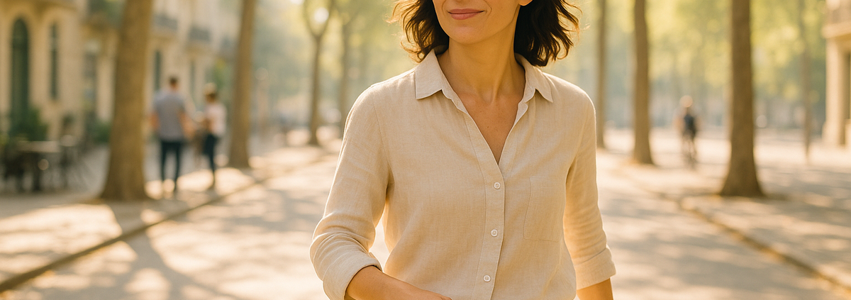 Mujer caminando al sol por la mañana, imagen de cambiar de identidad personal paso a paso