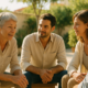 Personas adultas conversando a la luz de la mañana: crecer en comunidad como multiplicador del trabajo propio
